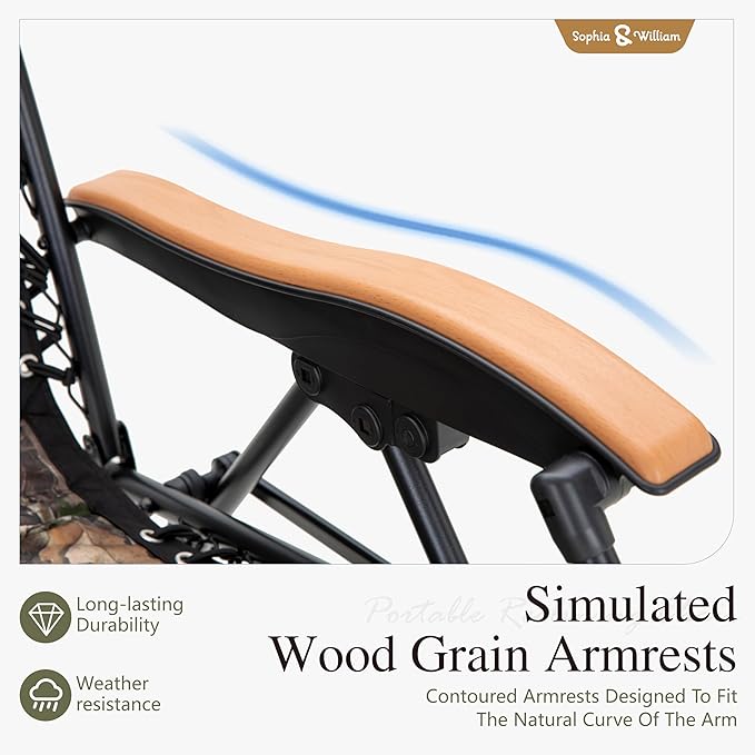 Sophia & William Oversize Zero Gravity Chair, Padded Recliner with Free Cup Holder, Supports 400 LBS (Camouflage)