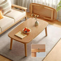 RUNNUP Modern Wood Coffee Table for Living Room Center, Minimalist Display Coffee Table, Foldable Side End Table, 39" L x 22" W x 17" H Natural
