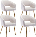 KCC Modern Velvet Dining Chairs Set of 4, Cream, Hollow Back, Tufted Kitchen Chairs Side Chairs with Gold Metal Legs for Living Room
