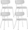 KCC Modern Mid-Century Velvet Dining Chairs Set of 4, Upholstered Stylish Kitchen Chairs Accent Diner Chairs with Metal Legs and Curved Back for Kitchen, Dining Room(White)