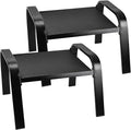 Deugold Outddor Patio Ottoman 2 Set All Weather Outdoor Foot Rest Patio Furniture Coffee Table for Garden Backyard Porch Black