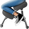 PU Leather Ergonomic Kneeling Chair, Adjustable Home and Office Stool with Thick Pads and Flexible Lockable Brake Wheels for Back Pain Relief（Dark Gray）