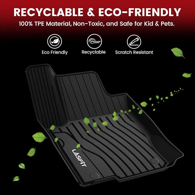 LASFIT Floor Mats for Mercedes Benz GLE 2019 2018 2017 2016 350/400 / 43 AMG / 450 AMG / 550e / 63 AMG / 63 AMG S, Custom Fit All Weather TPE Car Liners for GLE Floor Liners, 1st & 2nd Row,Black