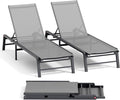FHVIT Aluminum Chaise Lounge Chair Outdoor, Foldable Patio Lounge Chair 2 Sets Assemble-Free, Pool Lounge Chairs with 5 Adjustable Backrest, Outdoor Lounge Chairs for Outside Poolside Beach Lawn Grey