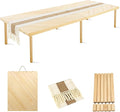 Folding Picnic Table with Table Runner, Portable Boho Low Picnic Table for Indoor Outdoor, 80" x 30" Wooden Table with Adjustable Heights for Camping, Wedding, Beach, Garden, Party(Large Size for 8)