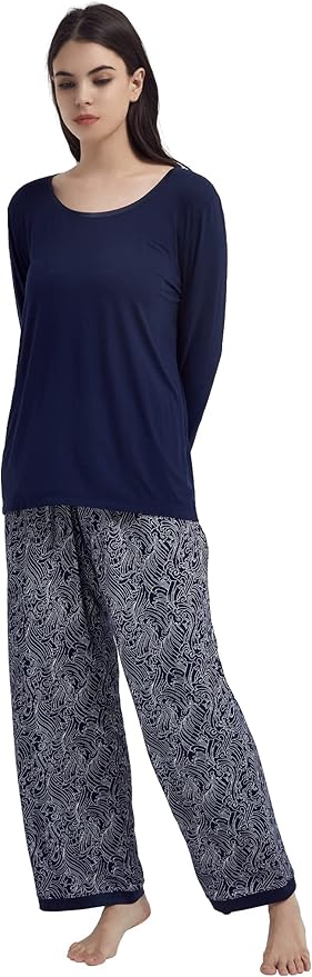 GYS Viscose from Bamboo Women's Pajama Sets Super Soft Long Sleeve Sleepwear Comfy Winter Pjs Sets S-4X