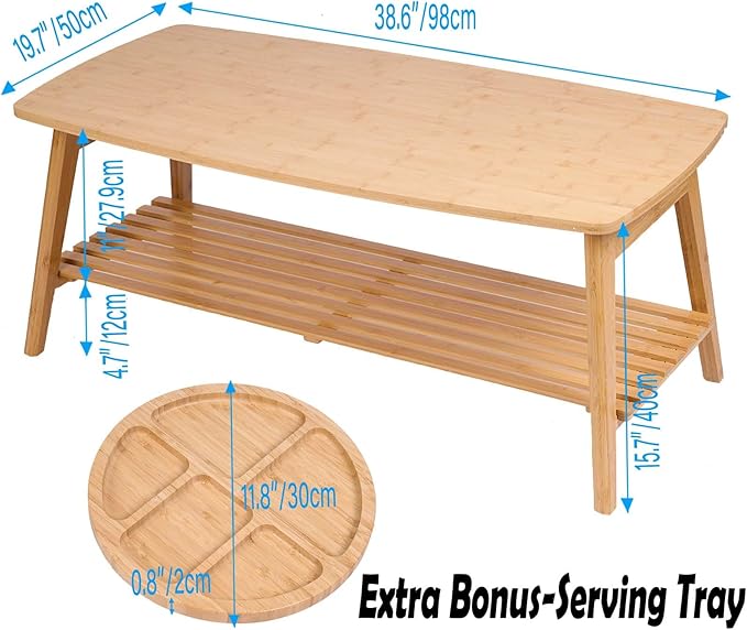 Bamboo Coffee Table Folding Floor Table,Floor Desk for Adults Low Table for Sitting on the Floor Folding Table for Living Room Japanese Table Bamboo 19.7x38.6in with Open Storage Shelf,No Assembly