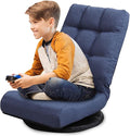 Swivel Floor Chair for Adults with Back Support Adjustable Floor Gaming Chair for TV, Reading, Playing Video Games,Floor Lounge Chair with Lumbar Support, Folding Design 8858Z(Blue)