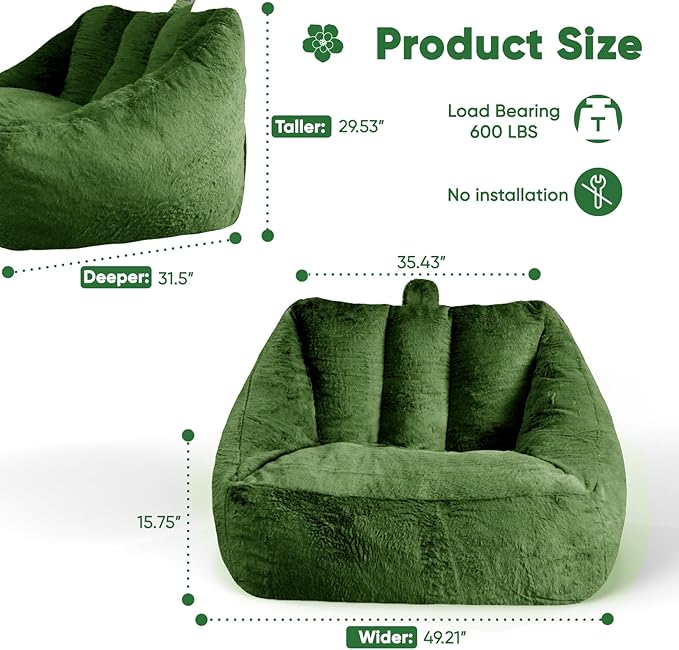Bean Bag Chairs Large Bean Bag Couch for Adults Stuffed Sofa Chair Comfy Giant Bean Bag Chair with Spacious Design for Reading, Playing or Relaxing