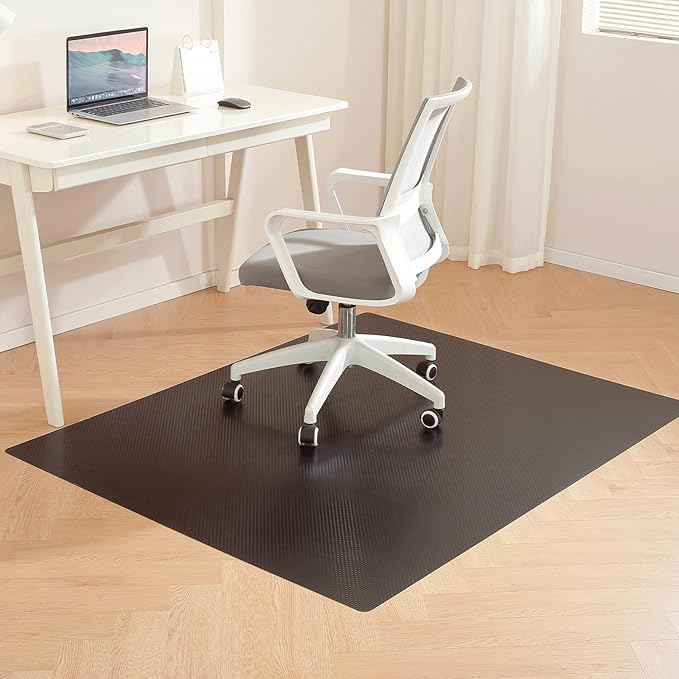 Gaming Chair Mat for Hardwood Floor, 48 x 72 Inch Large Office Chair Mat, Black Plastic Floor Protector, 4'×6' Area Rug for Living Room, Heavy Duty Wood Tile Floor Mats for Home Laundry Dining Area