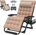 ZENPETIO Oversized Zero Gravity Chair, 33In XXL Zero Gravity Recliner Lounge Chair, Anti Gravity Chair for Indoor and Outdoor, Reclining Camping Chair for Lawn and Patio w/Cushion and Footrest, 500LBS