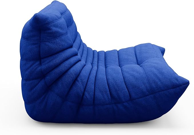 cebihy Premium Quality Fireside Togo Sofa Bean Bags Chair for Adults Giant BeanBag Chairs Floor Couch for Living Room Bedroom Dorm Office, Compression Togo Couch, No Assembly Required, Bright Blue