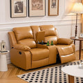 Caberryne Leather Recliner Sofa，Reclining Loveseat for Living Room Furniture Sets, Ginger Double Recliner Loveseat for Living Room/Office/Theater Seating/Rv(2 Seater Couch)