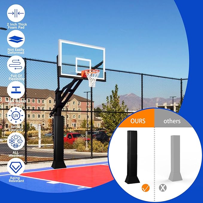 VANCL Square Pole Padding Basketball Pole Pads Heavy Duty Square Pads Outdoor Fits 4"x4", 5"x5", 6"x6",6"x8", 8"x8" Poles Waterproof UV-Resistant Durable Protection Pads