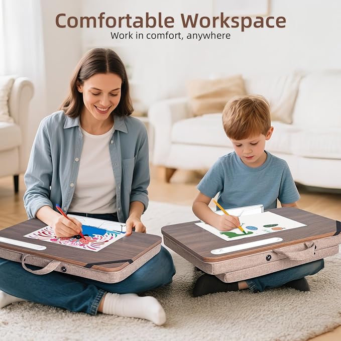 Lap Desk, Lap Desk with Cushion, Fits up to 17 inch Laptop, Premium Portable Laptop Stand Desk with Tray, Pad & Phone Holder, Home Office for Bed/Couch/Car/Reading/Writing