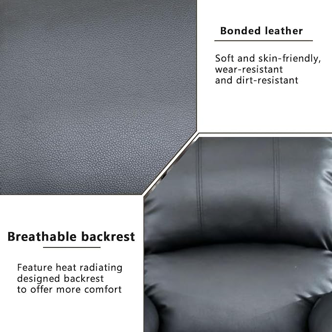 AYCP Bonded Leather Living Room Furniture Set Reclining Sofa Set Loveseat Furniture Sets in Living Room Sofa Recliners (Chair, Black)