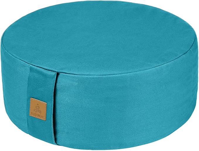 FelizMax Zafu Buckwheat Meditation Cushion,D=13"/16" H=5.5",Round Zabuton Meditation Pillow,Yoga Bolster Kneeling Pillow Premium Yoga Pillow for Sitting on Floor Zippered Cotton Cover