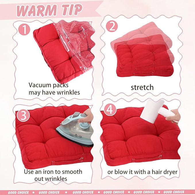 Gerrii 12 Pieces Classroom Floor Cushions with Handles Flexible Floor Seating Cushions Pillows School Chairs in Home School Classroom Kindergarten Daycare Nursery(Bright Color,Square)