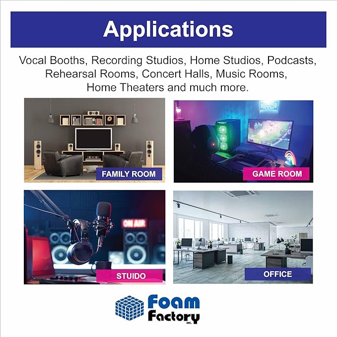 Foam Factory Inc 24 Pack Color Acoustic Foam Panel Studio Soundproofing Wedge Wall Tiles 12” X 12” X 2” (Kelly Green)