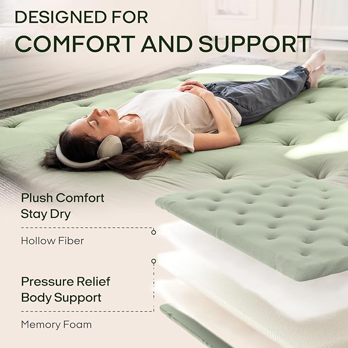 ZonLi Japanese Floor Futon Mattress Full Size 75"x 54", 100% Cotton Cover 2.5'' Thicken Tatami Mattress, Foldable Sleeping Pad, Portable Dormitory Tatami Mat, Roll Up Floor Lounger Bed for Adult