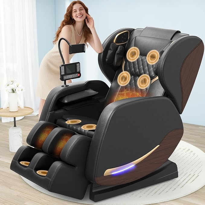 2026 Massage Chair Full Body, Zero Gravity Massage Chair Recliner with 14 Fixed Rollers, 8 Airbags, Foot Massage, Lumbar Heating, Touch Screen, Bluetooth Speaker & Ambient lighting for Lover, Parents