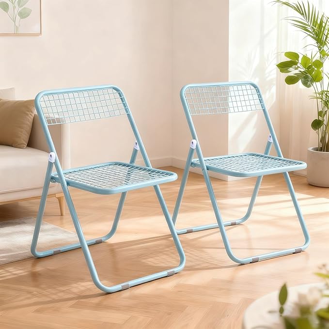 2 Pack Folding Chair,All Blue Color,Single Piece,Foldable Space - Saving Design for Indoor/Outdoor Use