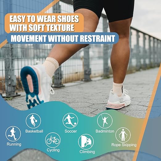 LISEPWU Copper Ankle Brace, Copper Infused Ankle Support Compression Sleeve for Men & Women, for Foot Pain Relief, Sprained Recovery, Achilles Tendonitis, Daytime or Night Use(Skin White S)