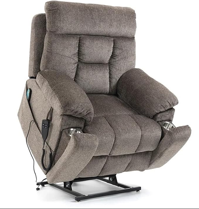 Oversized Lift Chair Heated Vibration Recliner with Massage and Hidden Cup Holder, Power Lift Recliner Chair for Elderly, Big Man 400lbs, Lay Flat Recliner Chairs Extra Wide for Sleeping