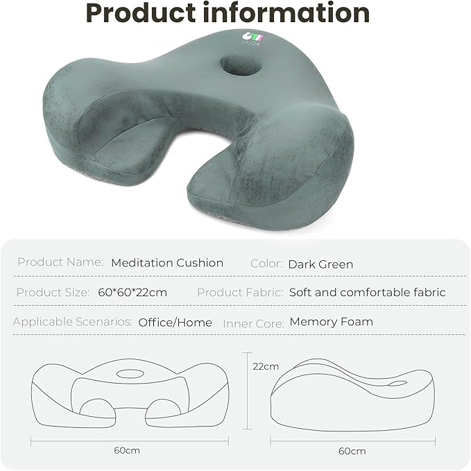 UTJZIB Meditation Cushion & Floor Pillow Seat - Ergonomic Comfortable Memory Foam Set Relieves Numbness Tailbone & Hip Pain from Long Sitting, idea for Reading, Yoga.
