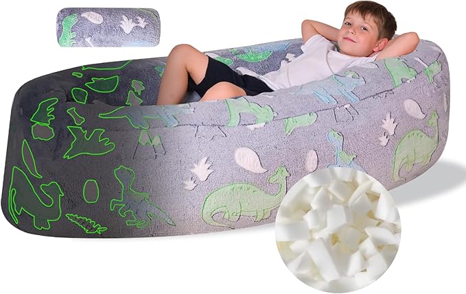 HAHASOLE Sensory Chair for Autistic Children - Foam Peapod Sensory Canoe with Non-Slip Base, Soft Cover Machine Washable, Calming Cocoon for Kids (Gray)