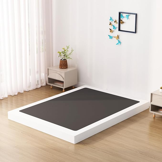 Upcanso King Box Spring Bed Base 4 inch, Low Profile Metal Box Spring King with Fabric Cover, 3000 Lbs Max Weight Capacity Mattress Foundation, Noise-Free, Easy Assembly