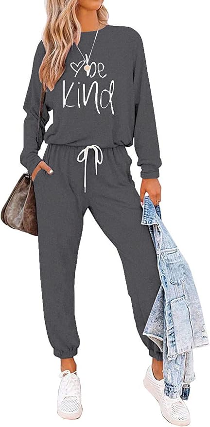 PRETTYGARDEN Women Fall 2 Piece Lounge Outfit Long Sleeve Tops High Waisted Jogger Pants Set Spring Travel Clothes Tracksuit