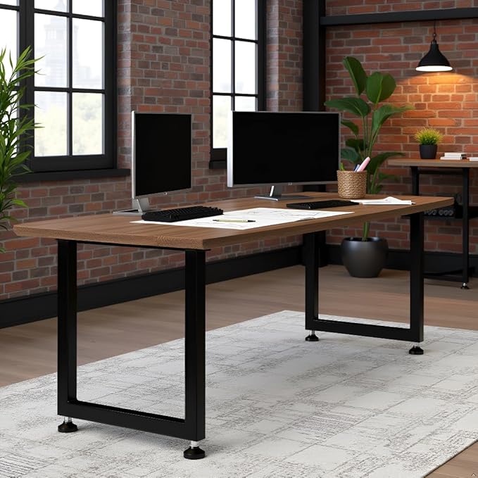 CHICAURA Heavy Duty Metal Table Legs 28x24 Inch, Modern Industrial Steel Square Frame for DIY Dining Table, Kitchen Table Base, Desk, Workstation, Supports 1000lbs, Set of 2 (Black)