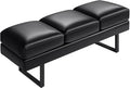 JUMMICO Office Chair Seating Waiting Room Chair, 59.6 inches Upholered Reception Bench 3 Seat Faux Leather Office Guest Chair Conference Room Chair for Salon and Shop (Black)
