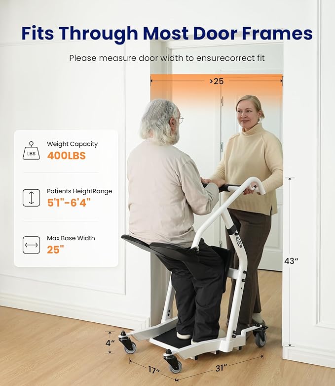 VOCIC Upgrade Sit to Stand Lift, One-Step Stand Assist Lift for Elderly, Patient Lift Chair Transport Unit with Wheels, Standing Transfer Device for Home Care, Fall Prevention & Muscle Building, AY03