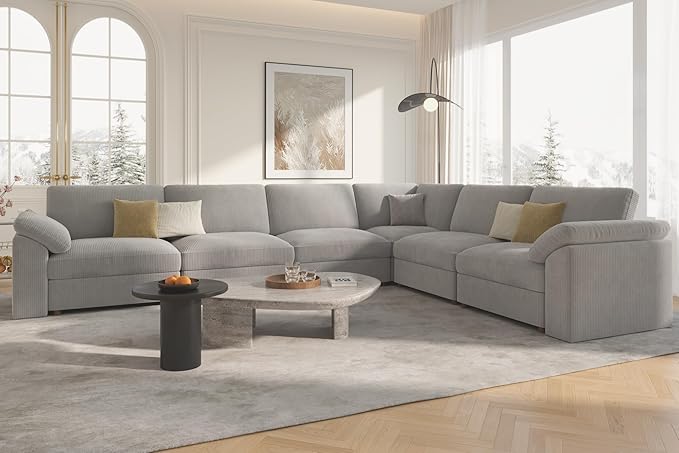 EASE MOOSE Oversized Sectional Modular Sofa,Large L Sectional Couch Wide Deep Seat Modular Cloud Couch,Removable Cover