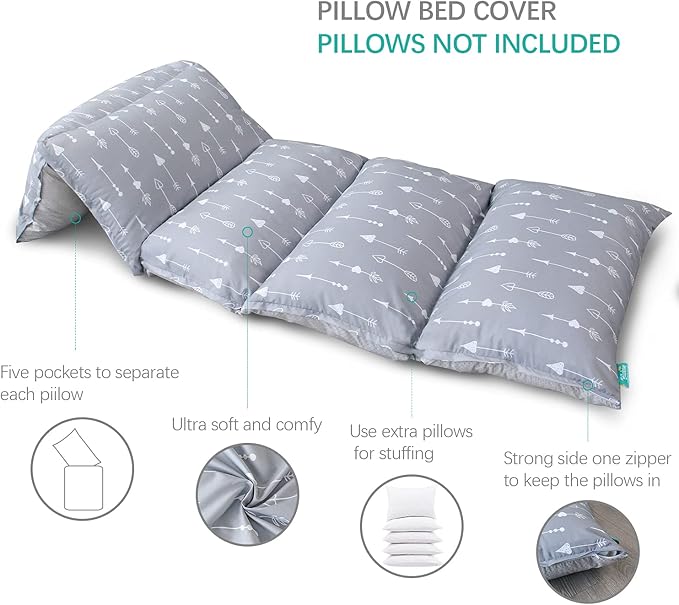 Biloban Floor Lounger Cover Non-Slip & Super Soft Floor Sofa Pillow Case, Great Choice for Kids or Adults Perfect for Slumber Party, Arrow Queen (Pillow Not Included)