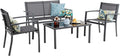 Vongrasig 4 Pieces Patio Furniture Set, Outdoor Patio Conversation Sets, Small Porch Balcony Furniture on Clearance, 4 Piece Patio Set for Deck, Garden, Backyard (Grey)