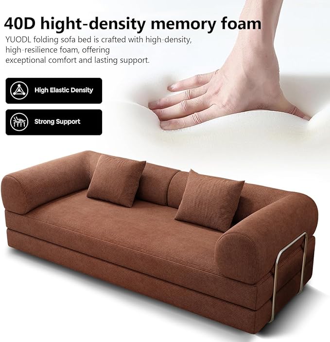 YUODL 78.8" Modular Sofa Bed - 4-in-1 Convertible Design with Corduroy Fabric and High Density Sponge, Removable Cover and Fixed Frame