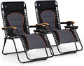 PHI VILLA XXL Oversized Padded Zero Gravity Chair Set of 2, Foldable Patio Recliner, 30" Wide Seat Anti Gravity Lounger with Armrest and Cup Holder, Support 400 LBS (Black & Orange Accents)