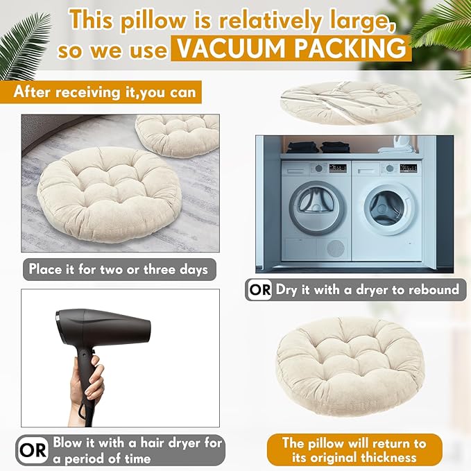 Jerify Floor Pillow Cushions 22 x 22 Inch Round Square Large Meditation Floor Pillow for Classroom Adult Meditation Picnic Party Cushion for Seating Gift Christmas(Round,Beige,6 Pcs)