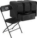 100 Pack Black Plastic Folding Chair for Indoor Outdoor, 350 lb Capacity, Foldable Commercial Stacking Chairs with Steel Frame for Office Wedding Party Events