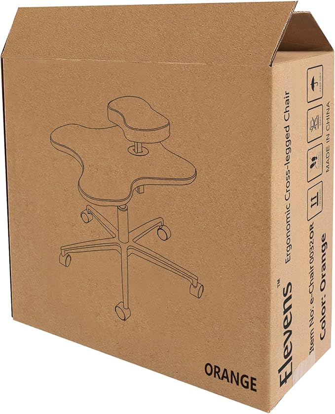 Ergonomic Cross-Legged kneeing Chair, 360° Swivel Meditation Seat for Office Home, Height Adjustable Posture Corrective Seat with Wheels, Criss Cross Yoga Chair for Reducing Back Pain (Orange)