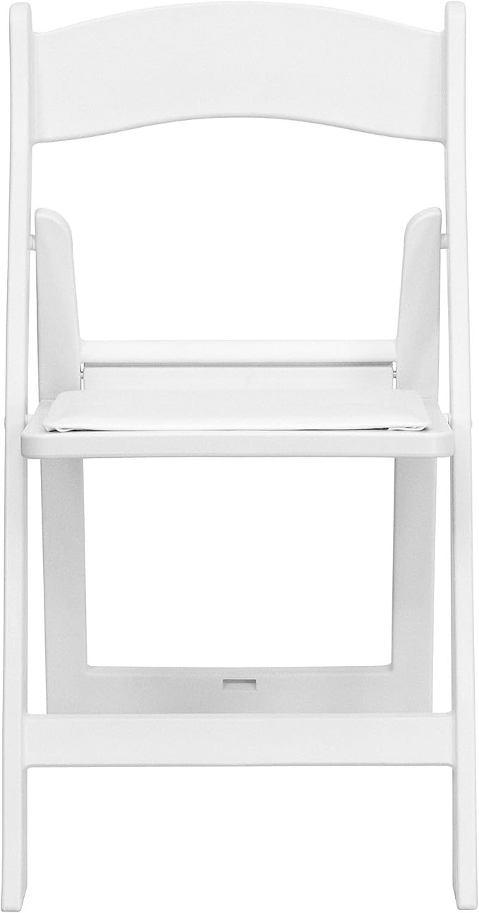 EMMA + OLIVER Set of 4 Lightweight Resin Folding Chairs in White, Comfortable 800LB Weight Capacity Chair