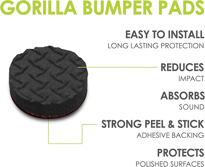 Slipstick GorillaBumperPads Premium Cabinet Door Bumpers 3/8” Round Non Slip Pads, Cabinet Stoppers, Bumpers for Drawers, Cupboards, Cutting Boards, Glass Tops, Picture Frames, 64 Gripper Dots