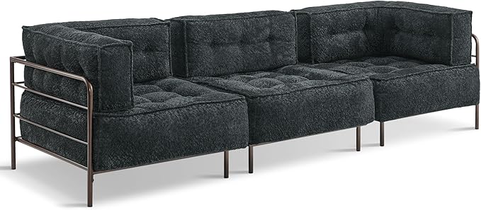 MCombo Modular Sofa Couch with Removable Cushion, Accent Sofa Chair, Upholstered Sofa for Living Room, Apartment, Office (Grey, Three Seats)
