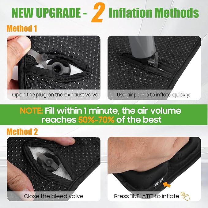 Inflatable Travel Seat Cushion, Relieve Pessure Hips, 3D Airbag Wheelchair Pad Portable Car Seat Cushions for Office Chair, Wheelchair, Stadiums, Dining Chair