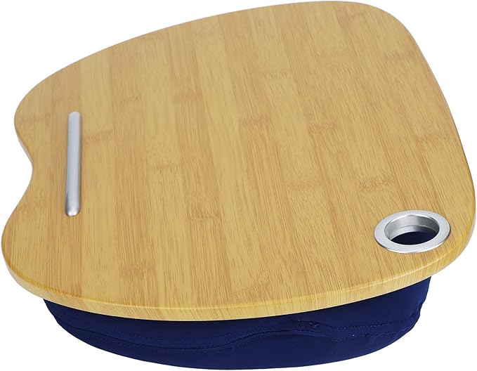 Multifunction Laptop Desk, Portable Lap Desk with Cushion, 3 in 1 Bed Table for Home Office Outdoor Use, Soft Cloth Cover and Durable MDF Board for 14 Inch Laptops (Blue)