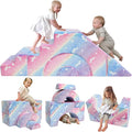 MeMoreCool Unicorn Modular Kids Sofa, Foam Couch Sofa with Slide & Stair Design, Convertible Glow Kids Couch for Playroom, Sectional Child Furniture for Bedroom Living Room, Unicorn Rainbow