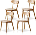 Grewood Oak Wood Dining Chairs - Kitchen Chairs Set of 4 with Comfortable Curved Backrest - Wood Chairs for Dining Room,Living Room - Original Wood Color